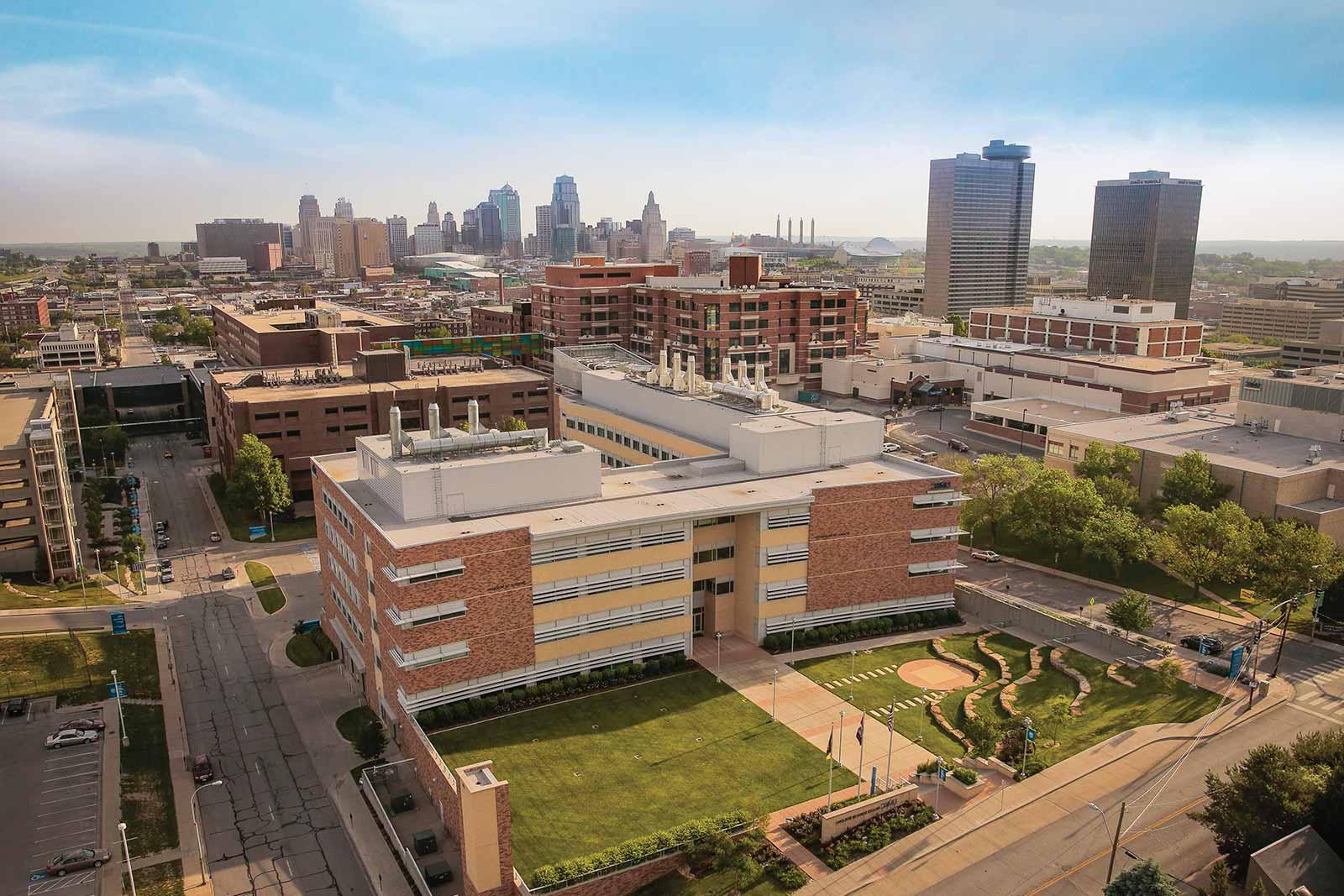 Aerial view of UMKC Health Sciences Campus